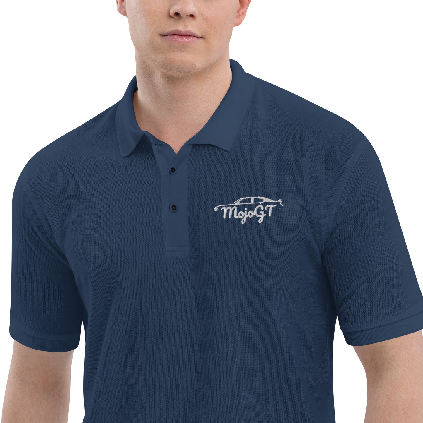 Men's Premium Polo w/ Embroidered White MojoGT Logo