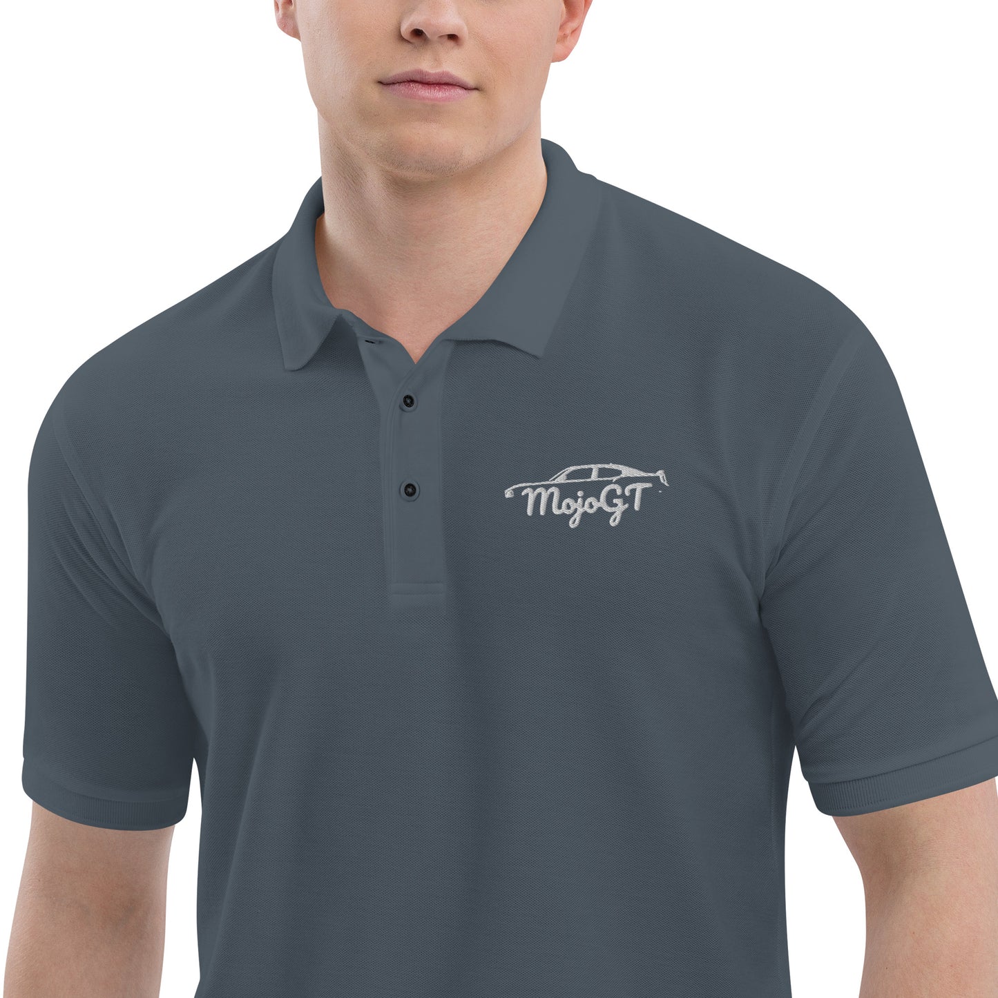 Men's Premium Polo w/ Embroidered White MojoGT Logo